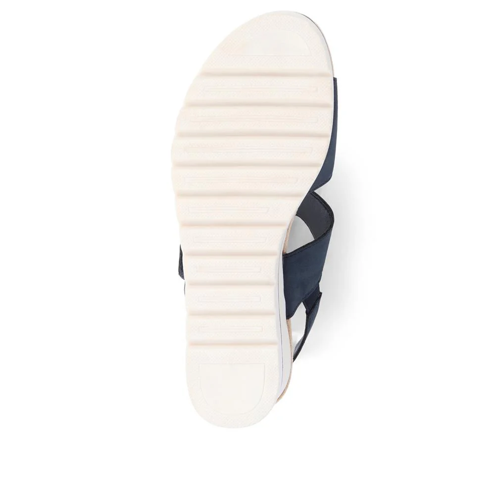 Touch-Fasten Platform Sandals  - WBINS39031 / 325 231 - Navy - Image 4