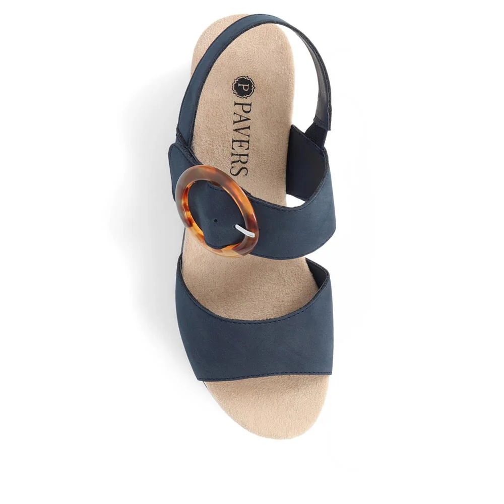 Touch-Fasten Platform Sandals  - WBINS39031 / 325 231 - Navy - Image 5