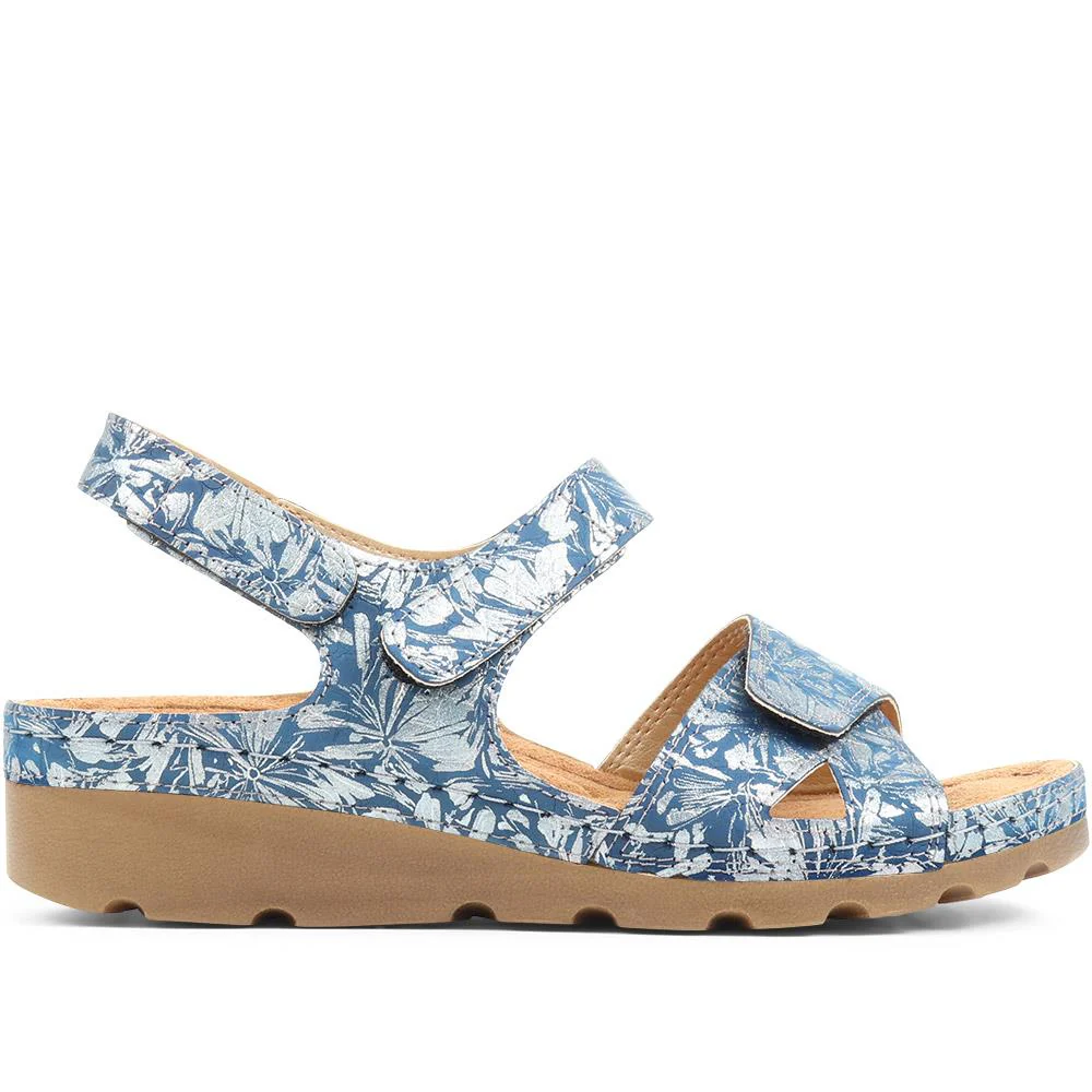 Triple Adjustable Fit Sandals - SERAY37001 / 323 470 - BLUE FLORAL - Image 2