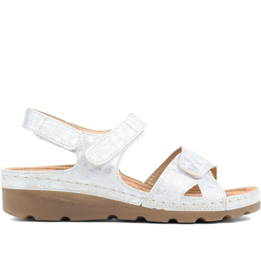 Triple Adjustable Fit Sandals - SERAY37001 / 323 470 - White Floral - Image 2