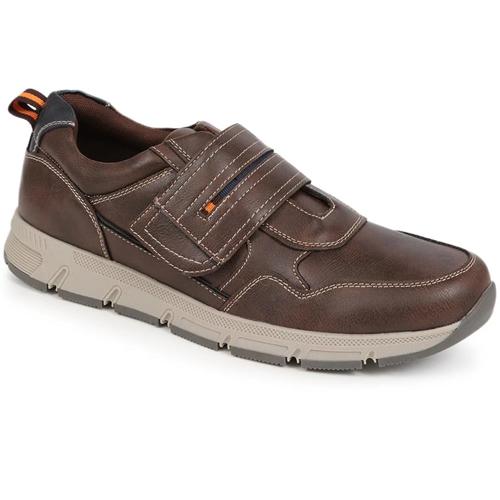 Wide Fit Adjustable Fasten Trainers  - WBINS40033 / 325 790 - Dark Brown