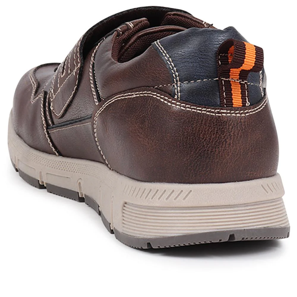 Wide Fit Adjustable Fasten Trainers  - WBINS40033 / 325 790 - Dark Brown - Image 3