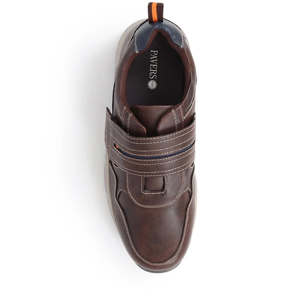Wide Fit Adjustable Fasten Trainers  - WBINS40033 / 325 790 - Dark Brown - Image 5
