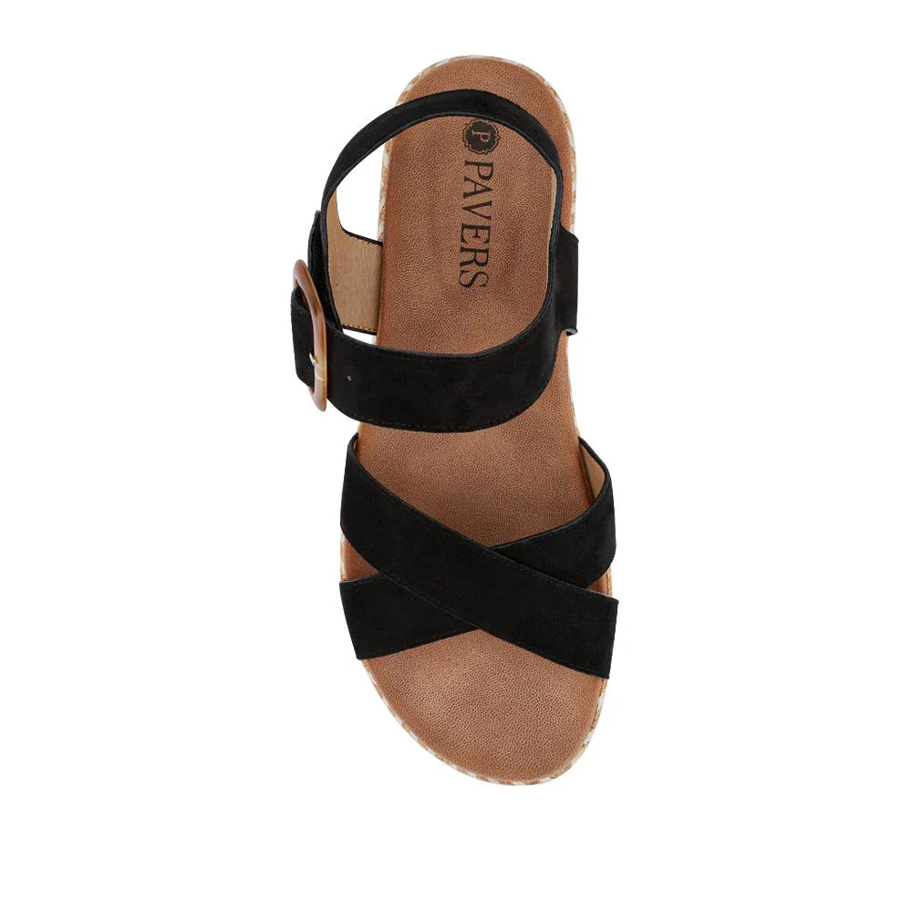 Touch-Fasten Wedge Sandals - BAIZH41034 / 327 407 - Black - Image 4