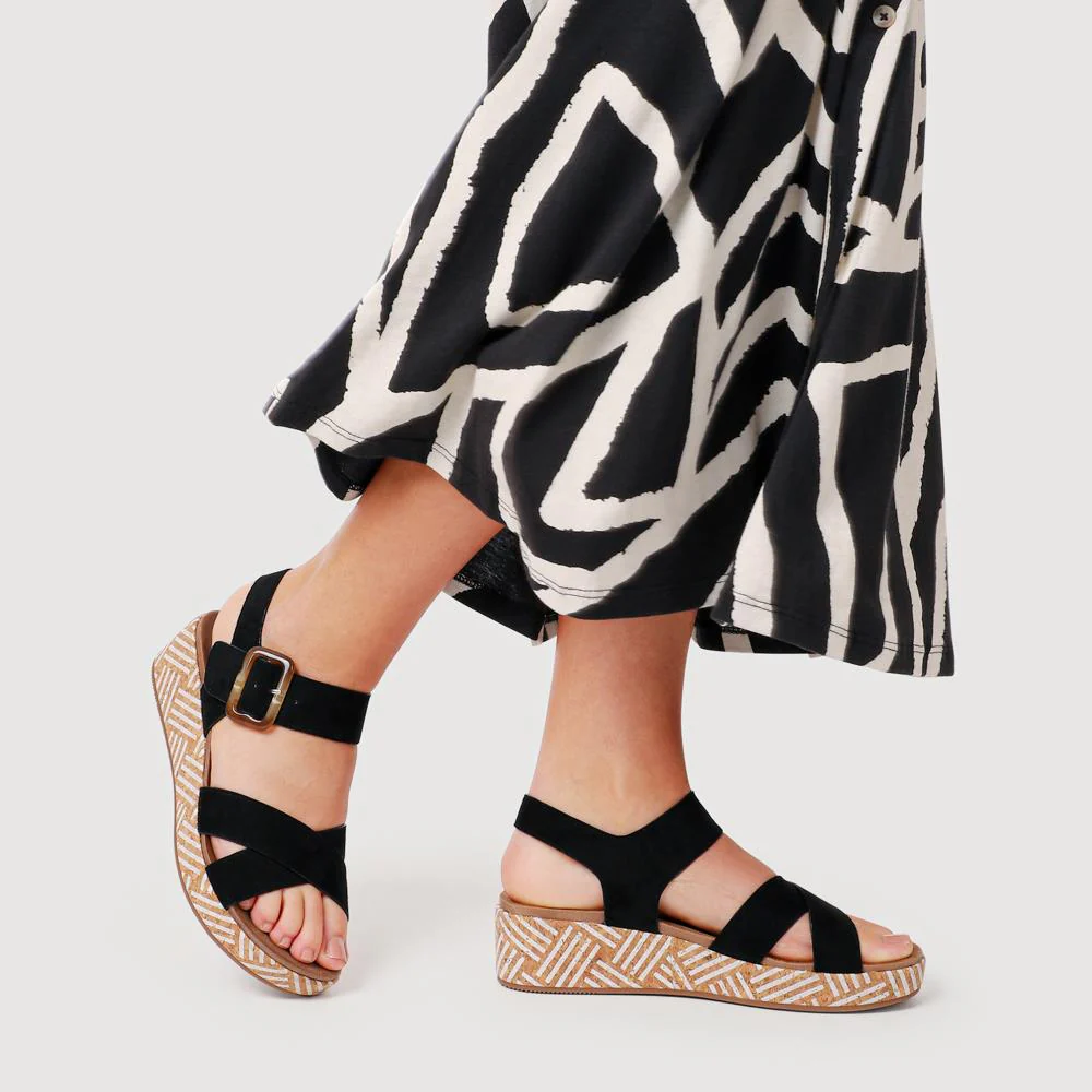 Touch-Fasten Wedge Sandals - BAIZH41034 / 327 407 - Black - Image 5