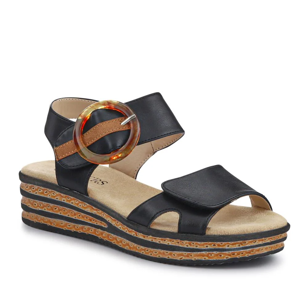 Touch Fasten Wedge Sandals - WBINS39033 / 325 232 - Black