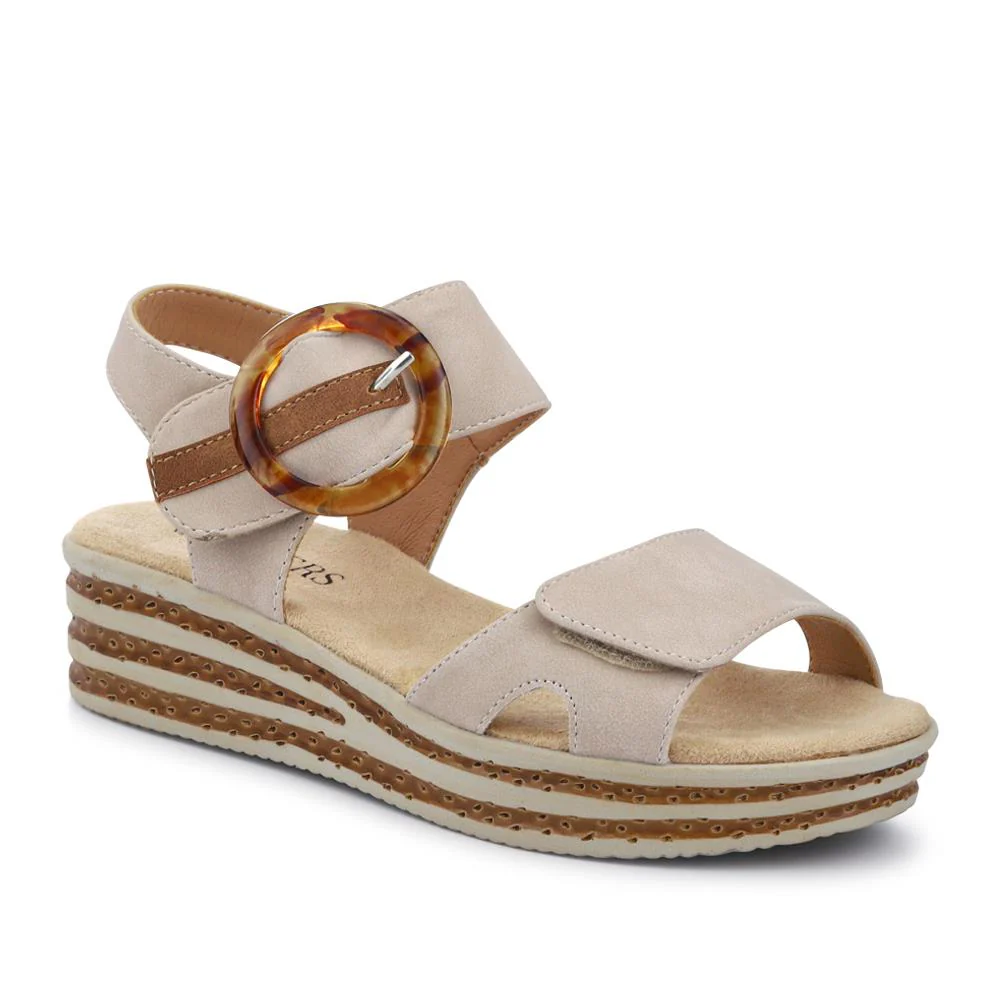 Touch Fasten Wedge Sandals - WBINS39033 / 325 232 - Beige