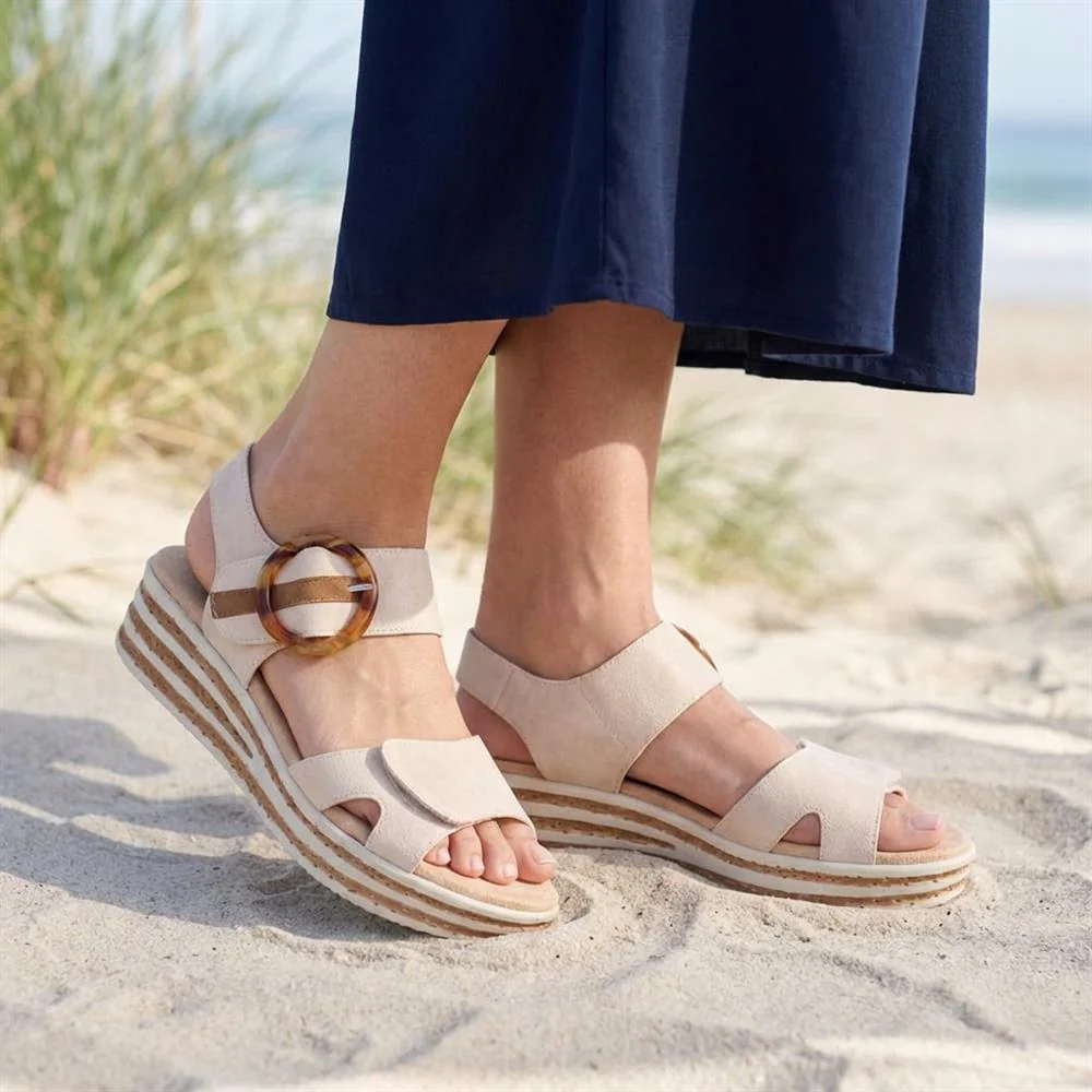 Touch Fasten Wedge Sandals - WBINS39033 / 325 232 - Beige - Image 2