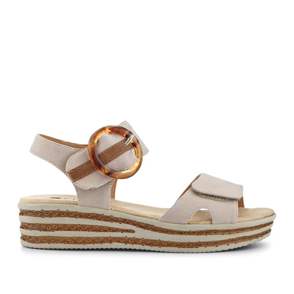 Touch Fasten Wedge Sandals - WBINS39033 / 325 232 - Beige - Image 3