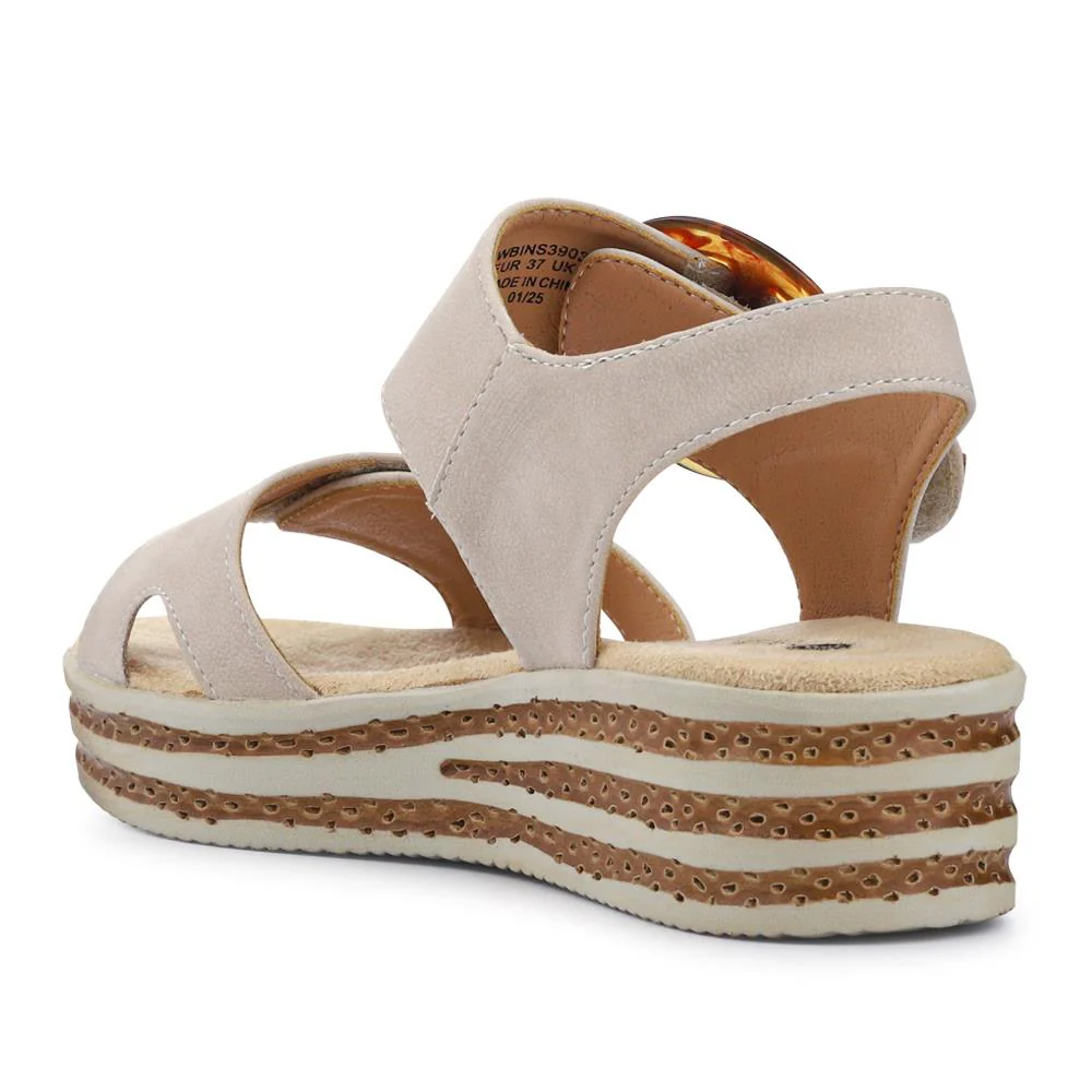 Touch Fasten Wedge Sandals - WBINS39033 / 325 232 - Beige - Image 4