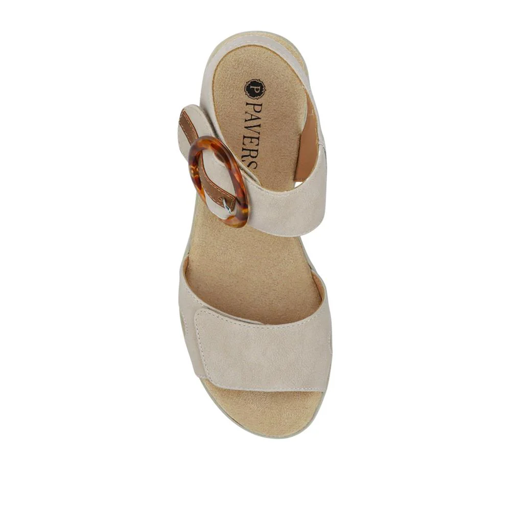 Touch Fasten Wedge Sandals - WBINS39033 / 325 232 - Beige - Image 5