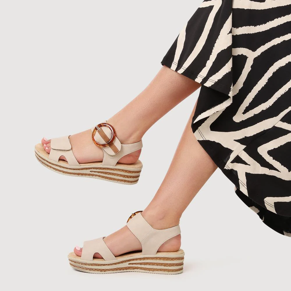Touch Fasten Wedge Sandals - WBINS39033 / 325 232 - Beige - Image 6