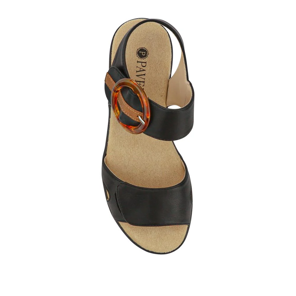 Touch Fasten Wedge Sandals - WBINS39033 / 325 232 - Black - Image 4