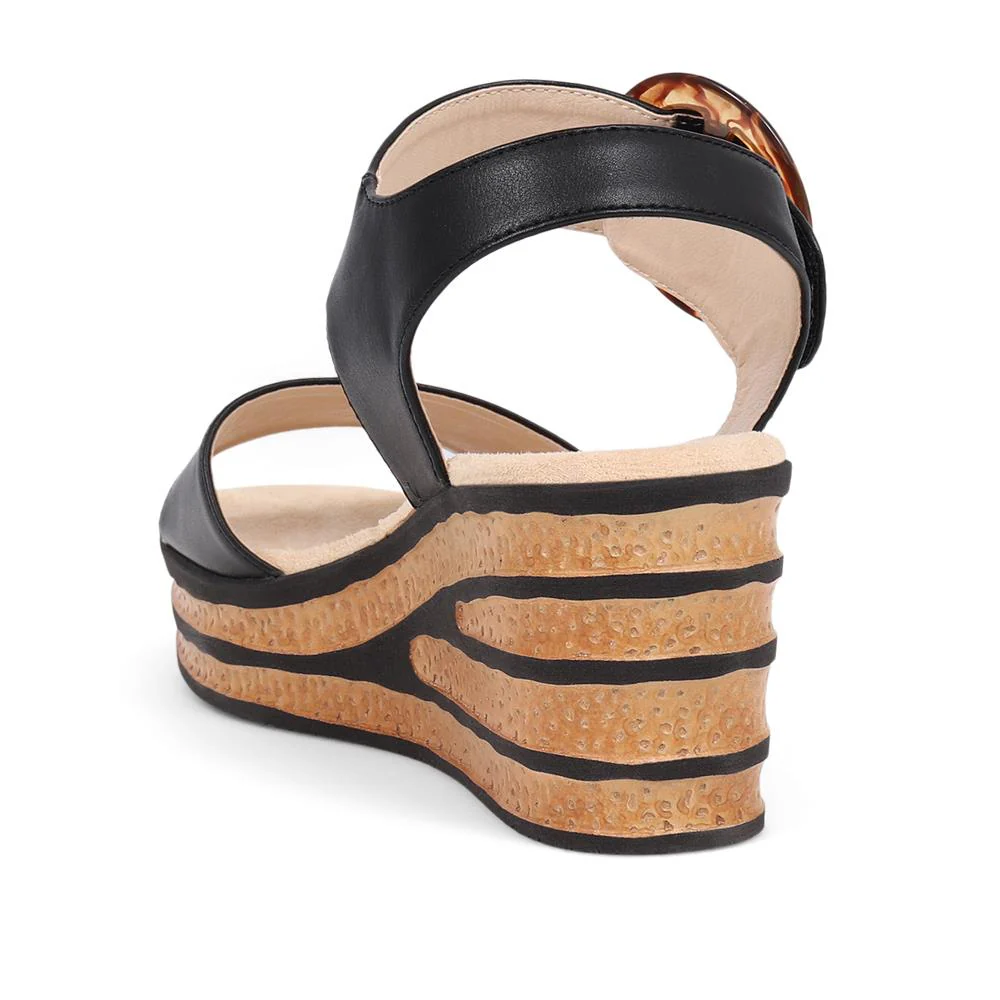 Touch-Fasten Wedge Sandals - WBINS39086 / 325 357 - Black - Image 4