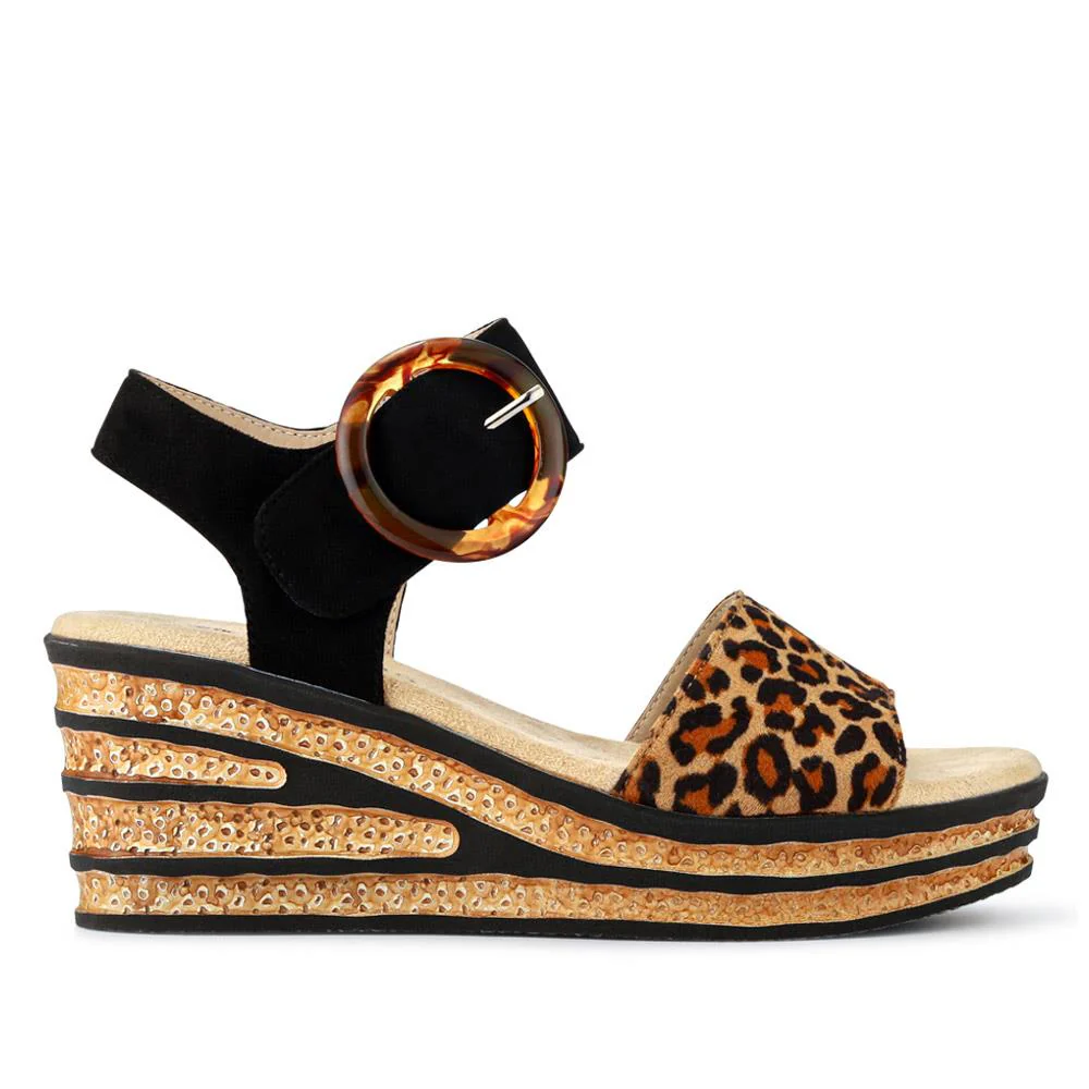 Touch-Fasten Wedge Sandals - WBINS39086 / 325 357 - Leopard - Image 3