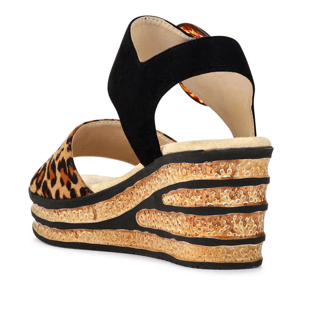 Touch-Fasten Wedge Sandals - WBINS39086 / 325 357 - Leopard - Image 4