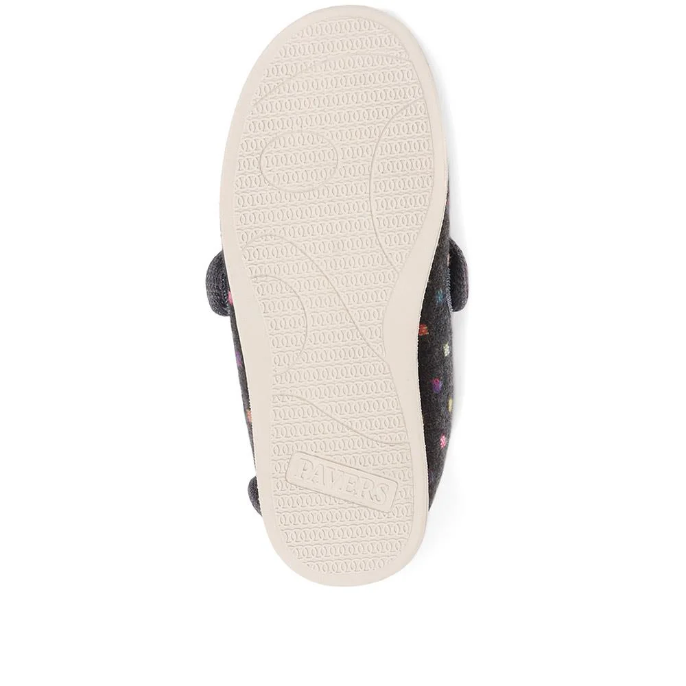 Wide Fit Adjustable Fasten Full Slipper - QING30007 / 316 306 - Grey Multi - Image 5