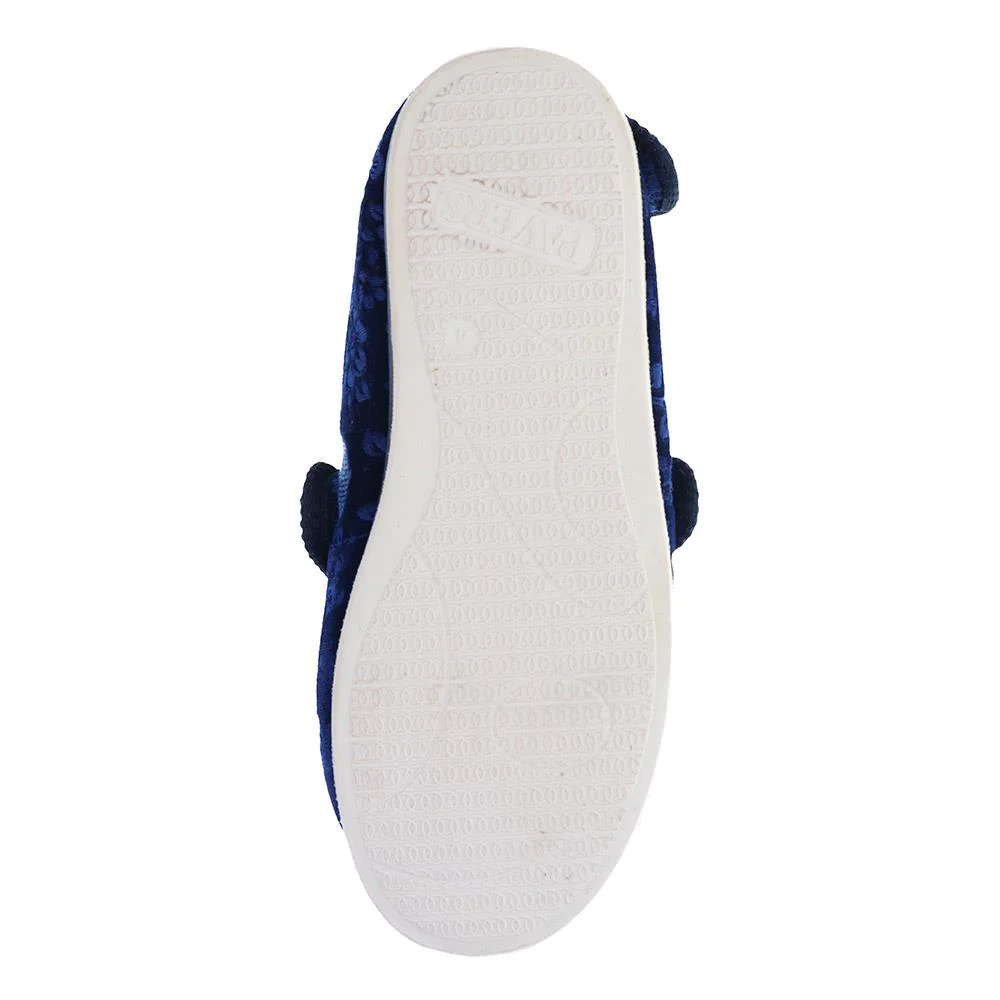Wide Fit Adjustable Fasten Full Slipper - QING30007 / 316 306 - Navy Floral - Image 5