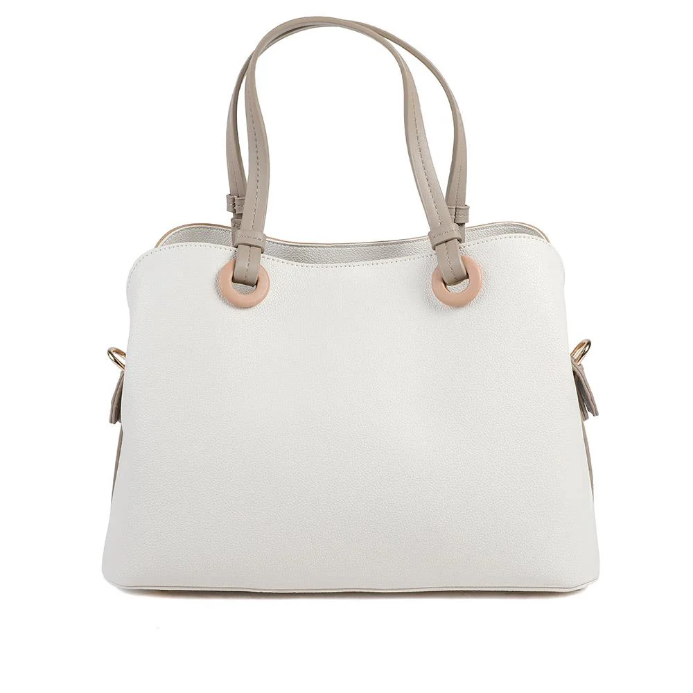Tri Toned Structed Tote Bag - BELHETIA43003 / 329 234 - Cream Multi - Image 3