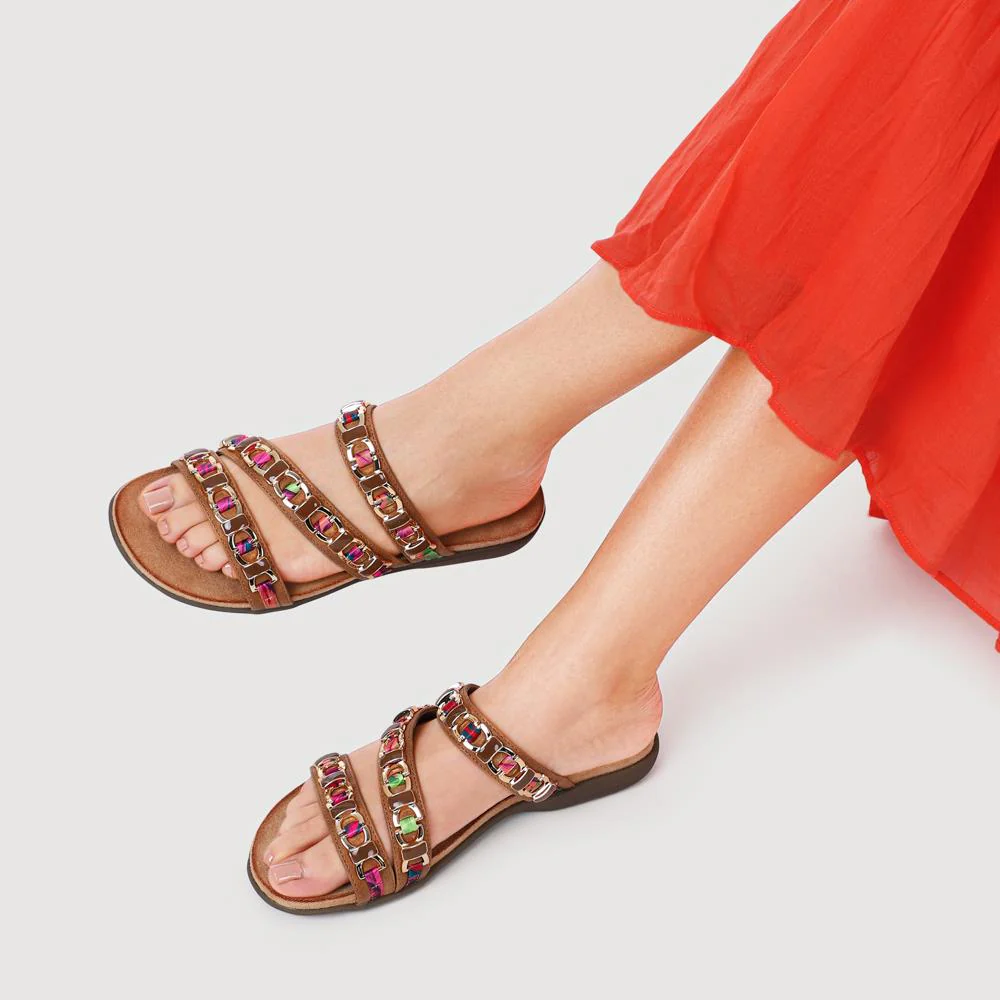 Triple-Strapped Mules - BAIZH41022 / 327 273 - Tan - Image 5