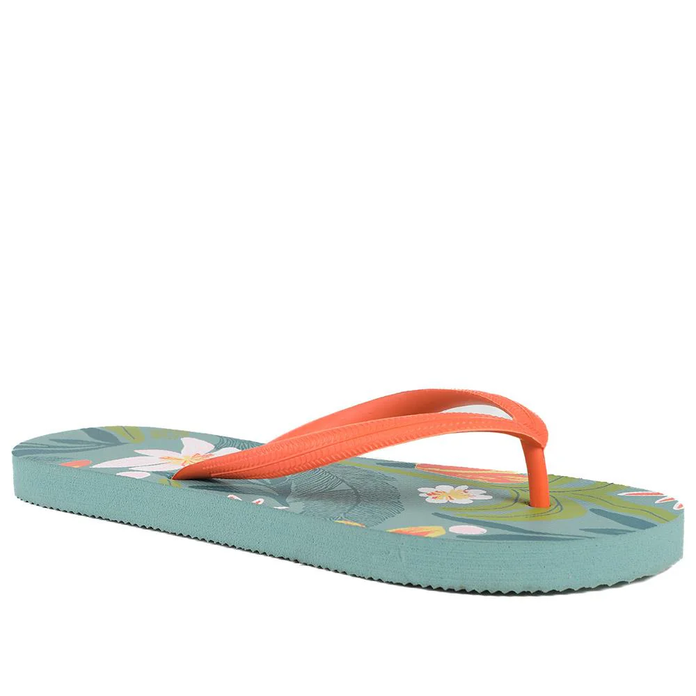 Tropical Print Toe Posts - HTZ43005 / 329 172 - Teal Multi