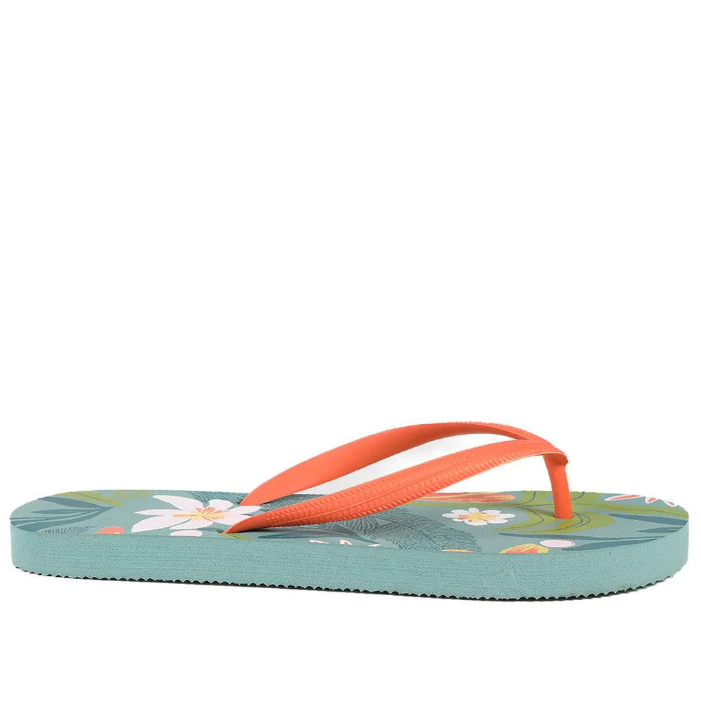 Tropical Print Toe Posts - HTZ43005 / 329 172 - Teal Multi - Image 3