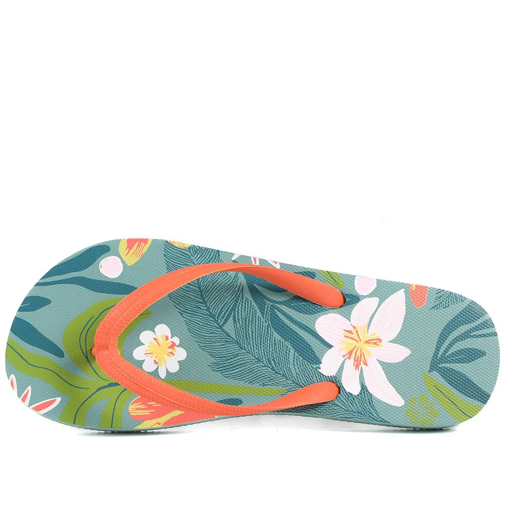 Tropical Print Toe Posts - HTZ43005 / 329 172 - Teal Multi - Image 5