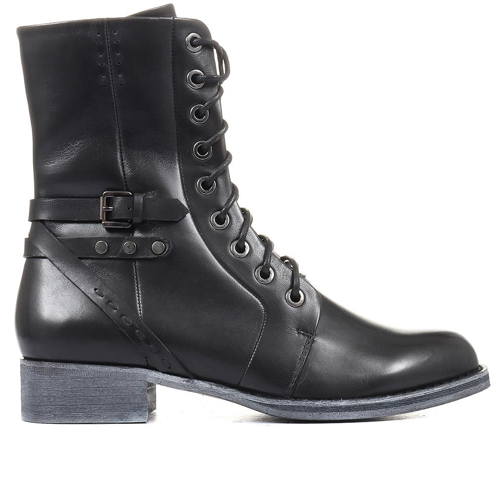 Tyra Leather Lace Up Boots - SINO34511 / 320 497 - Black - Image 2