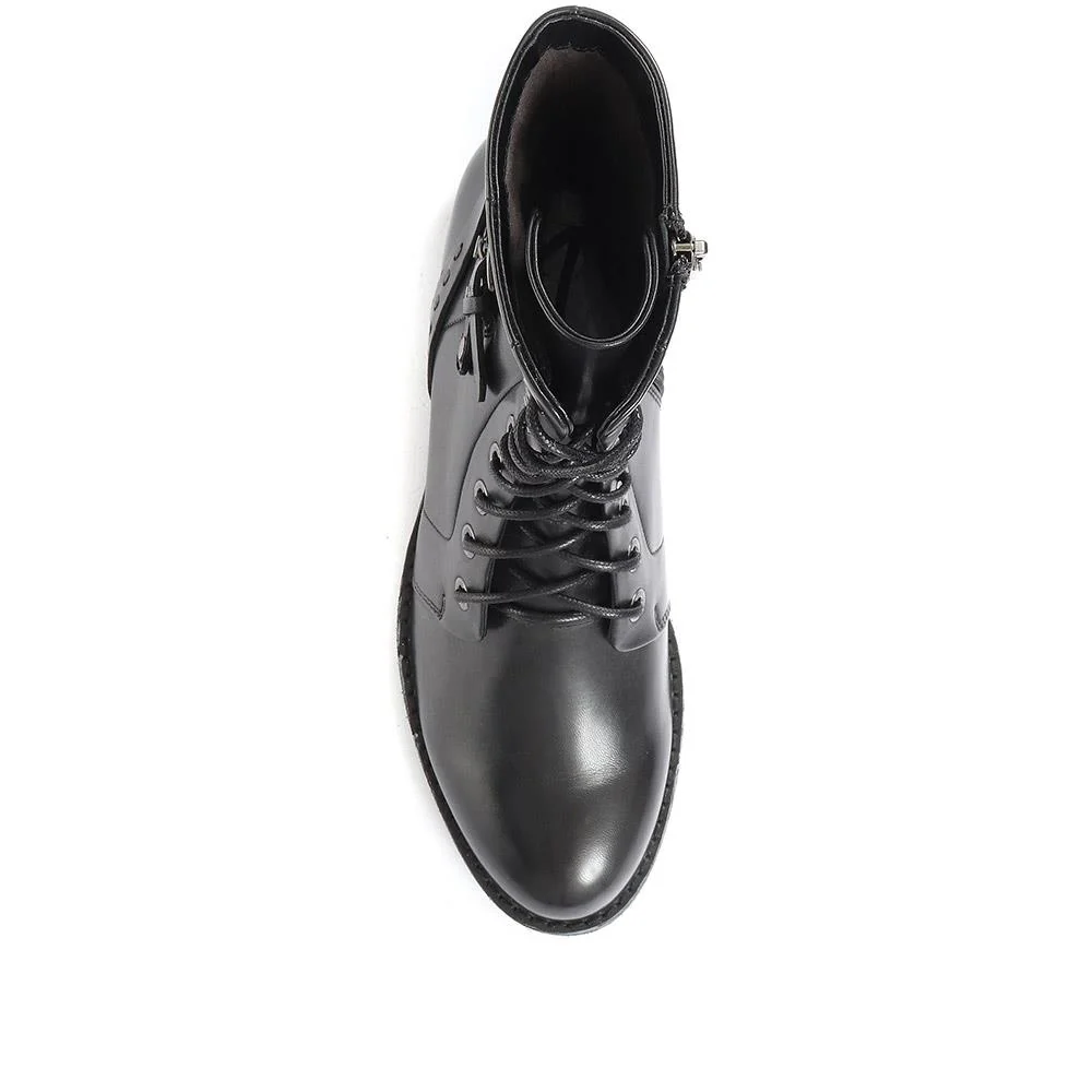 Tyra Leather Lace Up Boots - SINO34511 / 320 497 - Black - Image 4