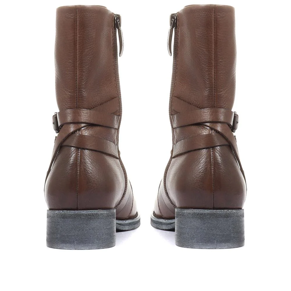Tyra Leather Lace Up Boots - SINO34511 / 320 497 - Brown - Image 3