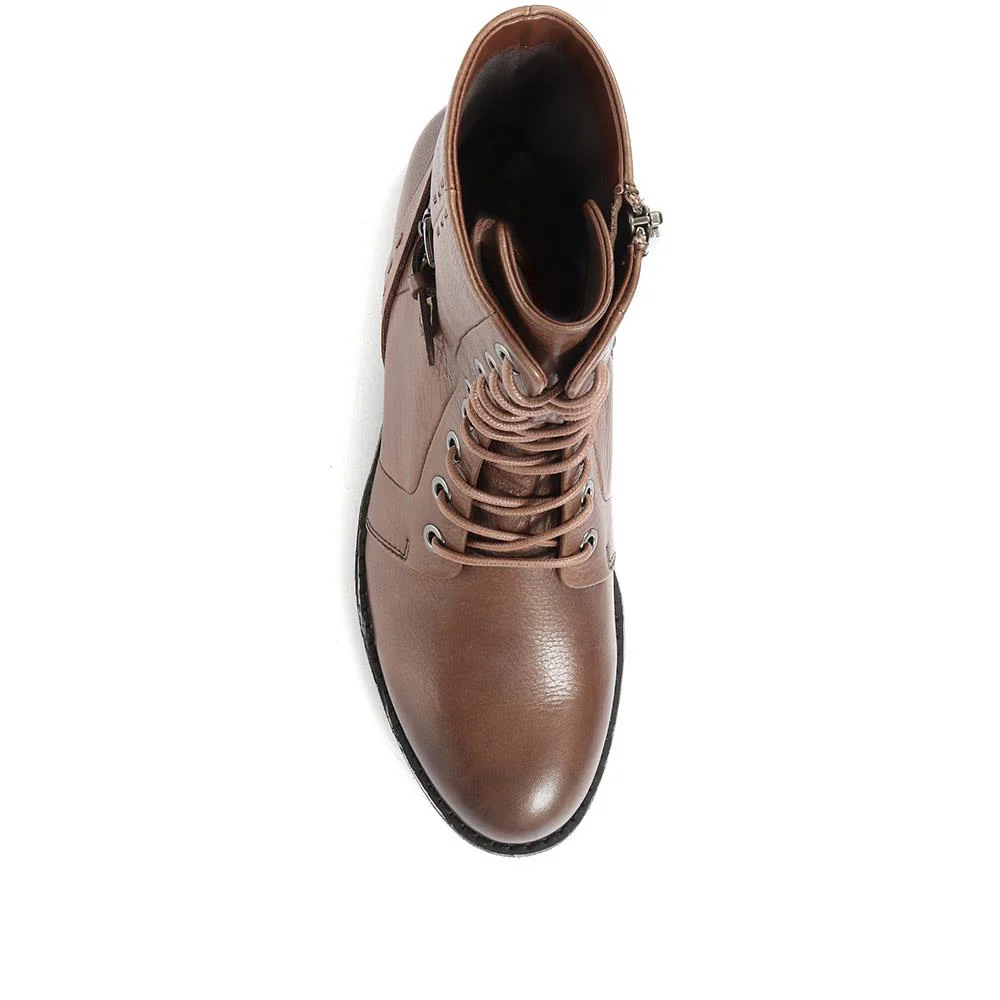 Tyra Leather Lace Up Boots - SINO34511 / 320 497 - Brown - Image 4