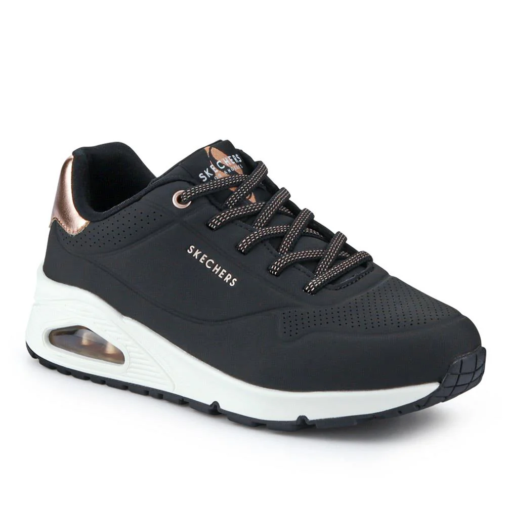 Skechers Wide-Fit Uno - Shimmer Away Trainers - SKE41503 / 326 716 - Black