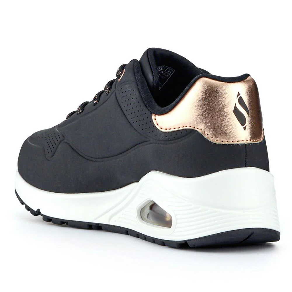Skechers Wide-Fit Uno - Shimmer Away Trainers - SKE41503 / 326 716 - Black - Image 3