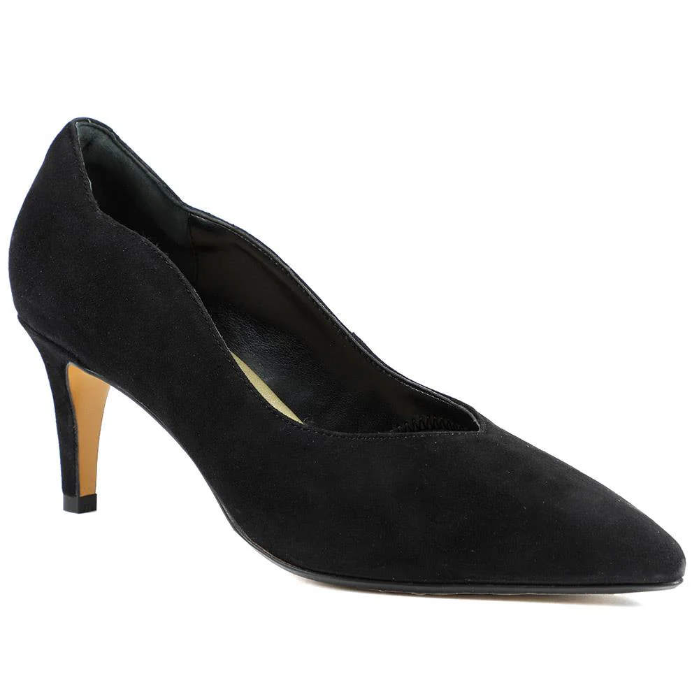 Van Dal Stella Wide Fit Leather Court Shoes - GUP42506 / 328 844 - Black Suede