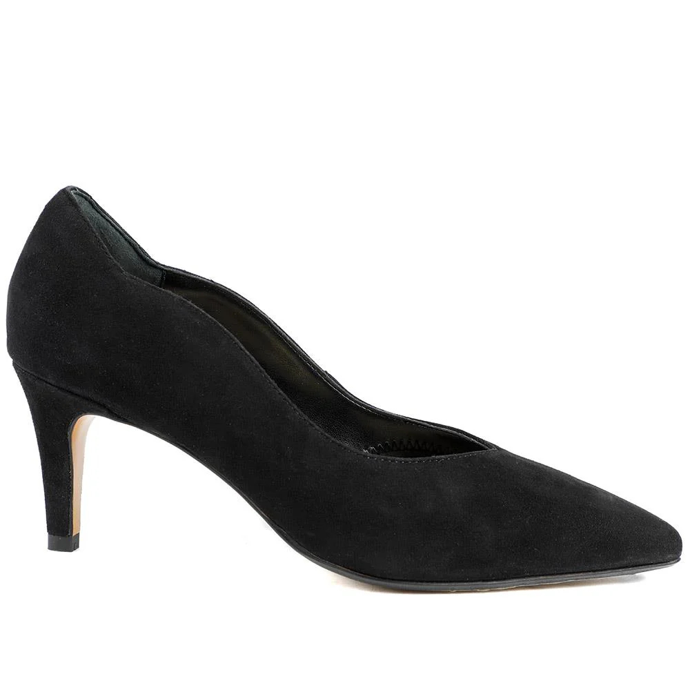Van Dal Stella Wide Fit Leather Court Shoes - GUP42506 / 328 844 - Black Suede - Image 2