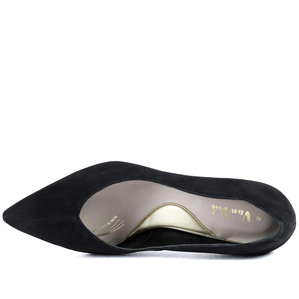 Van Dal Stella Wide Fit Leather Court Shoes - GUP42506 / 328 844 - Black Suede - Image 4