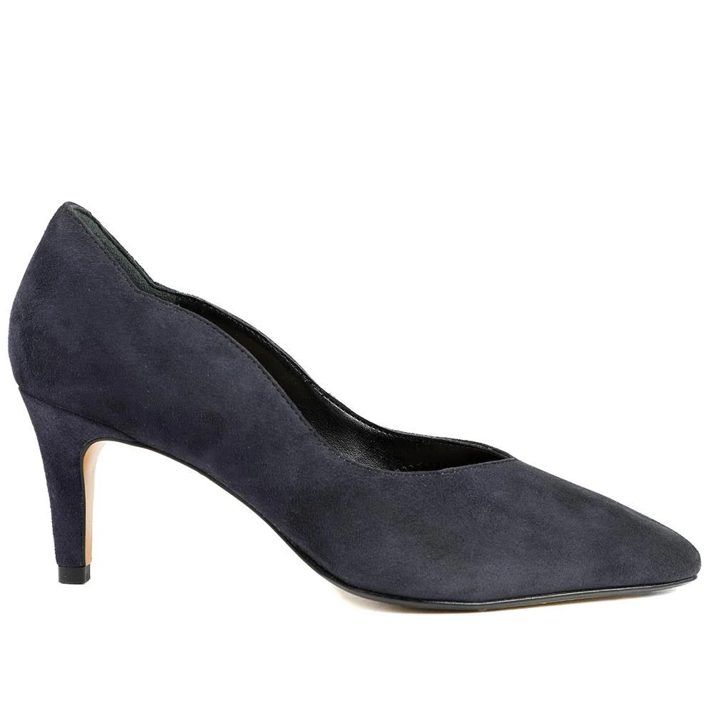 Van Dal Stella Wide Fit Leather Court Shoes - GUP42506 / 328 844 - Navy Suede - Image 2