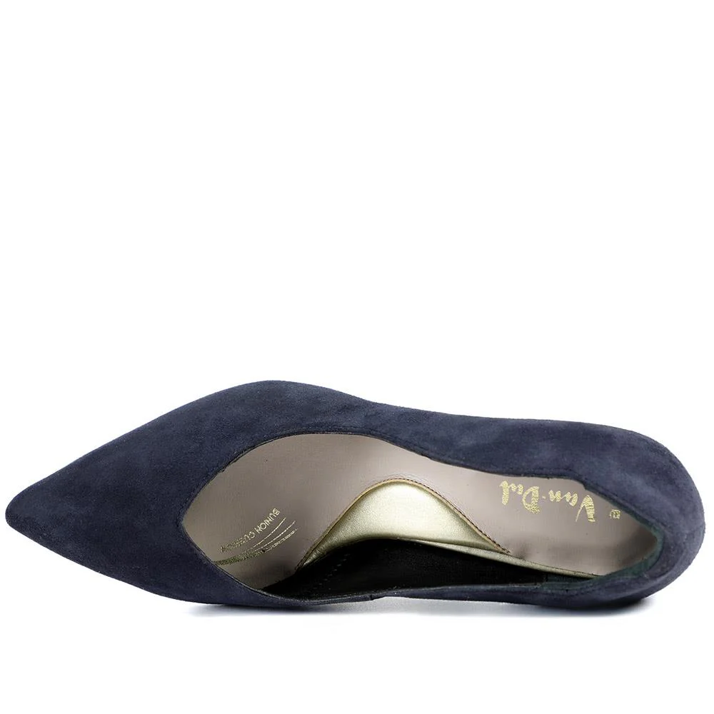 Van Dal Stella Wide Fit Leather Court Shoes - GUP42506 / 328 844 - Navy Suede - Image 4