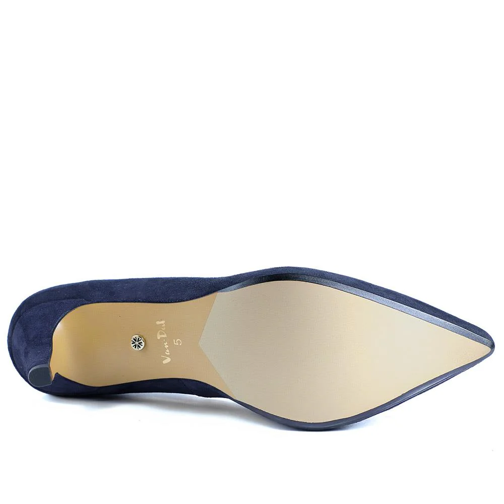 Van Dal Stella Wide Fit Leather Court Shoes - GUP42506 / 328 844 - Navy Suede - Image 5
