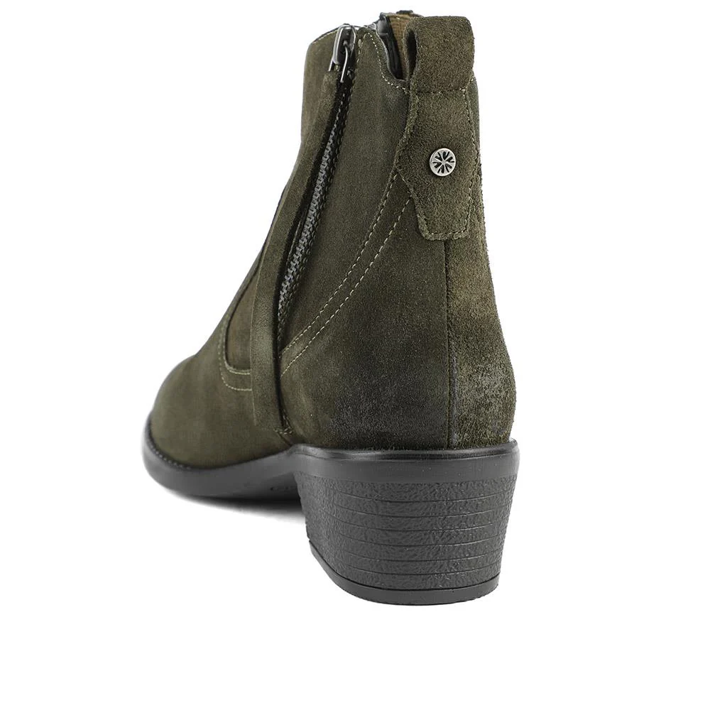 Van Dal Jessie Wide Fit Leather Ankle Boots - GUP42500 / 328 838 - Olive Suede - Image 3