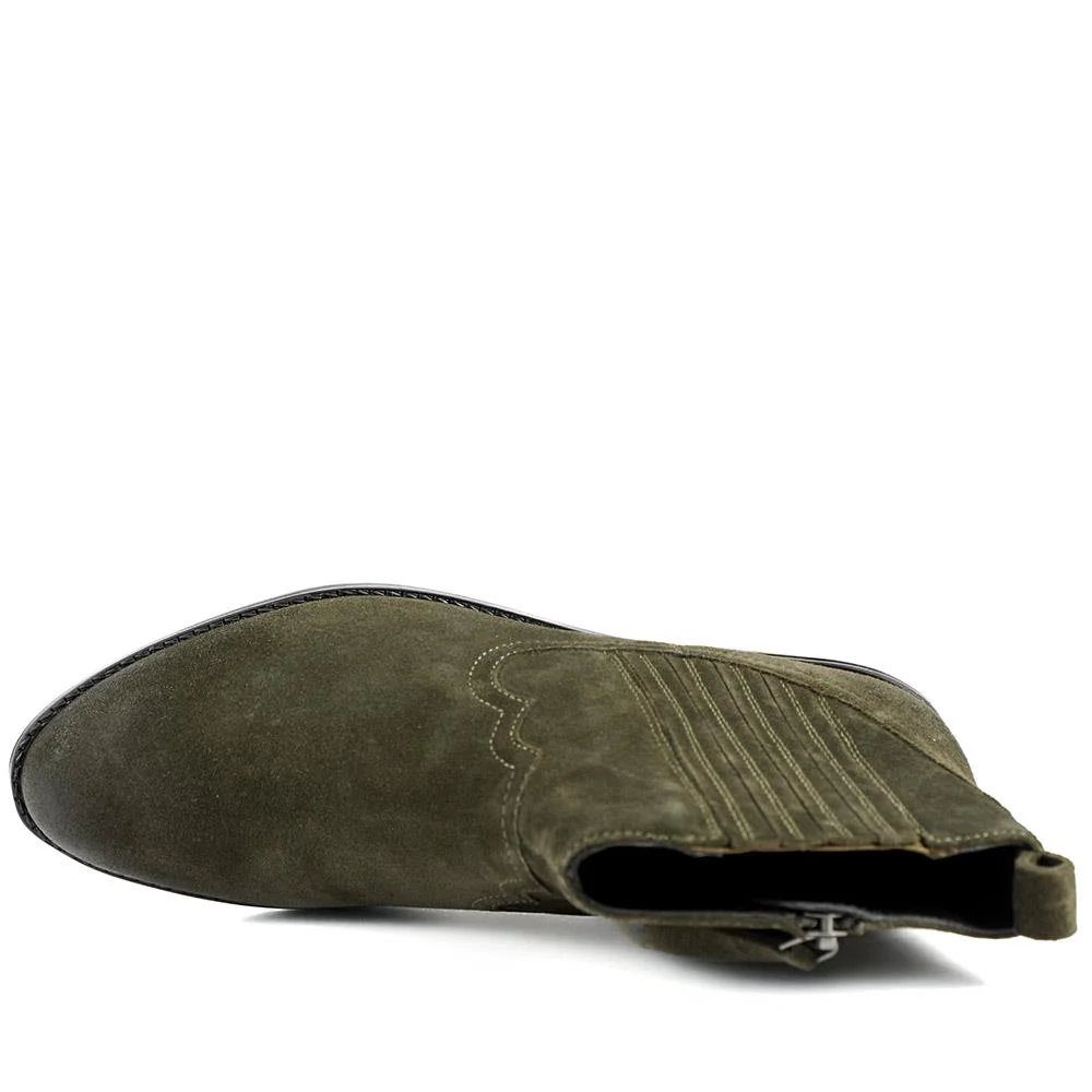 Van Dal Jessie Wide Fit Leather Ankle Boots - GUP42500 / 328 838 - Olive Suede - Image 4