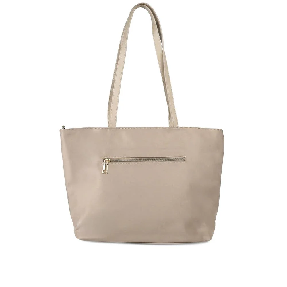 Vaya Leather Zip Close Shoulder Bag - VAYA / 329 381 - Khaki - Image 3