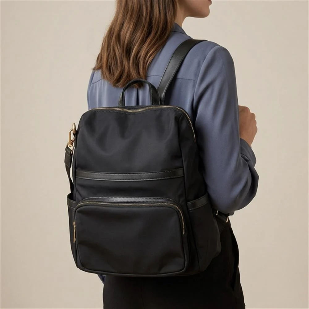Virelle Leather Backpack With Zip Pockets - VIRELLE / 329 382 - Black - Image 2