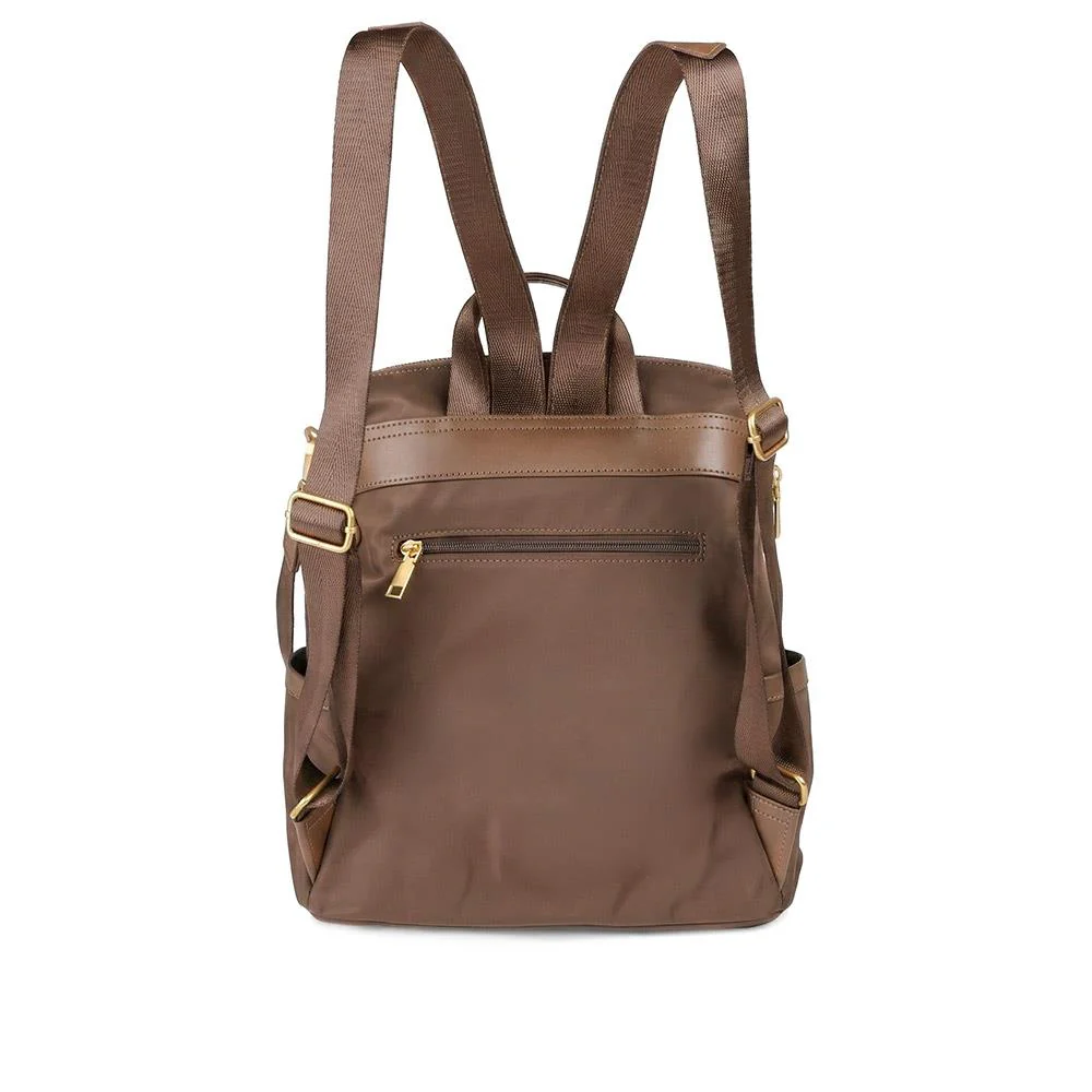 Virelle Leather Backpack With Zip Pockets - VIRELLE / 329 382 - Chocolate - Image 3