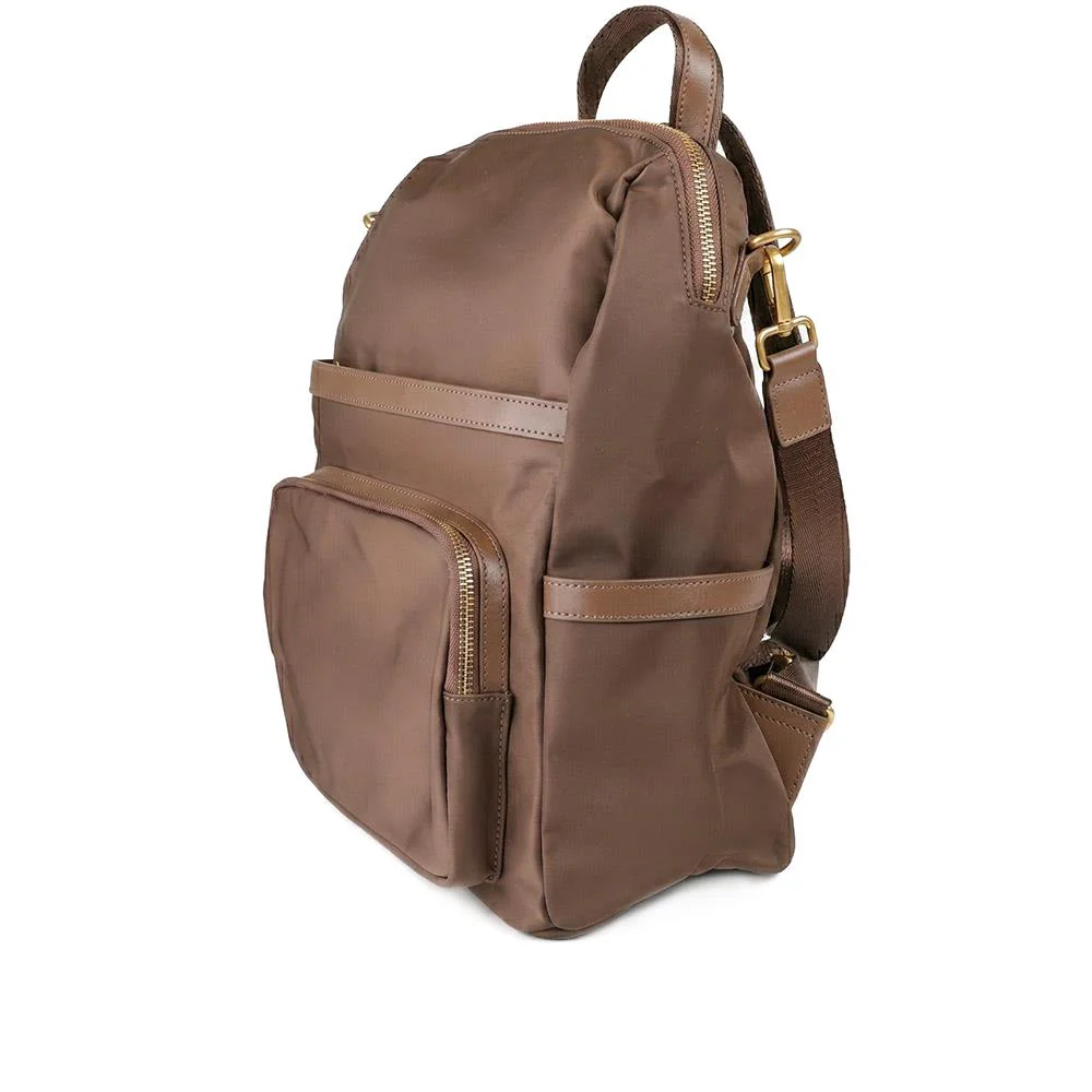 Virelle Leather Backpack With Zip Pockets - VIRELLE / 329 382 - Chocolate - Image 4