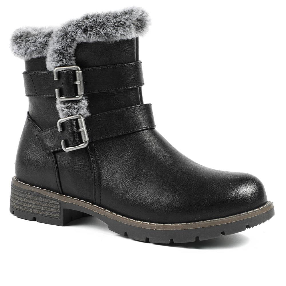 Warm Faux Fur Lined Ankle Boots - WBINS42080 / 328 416