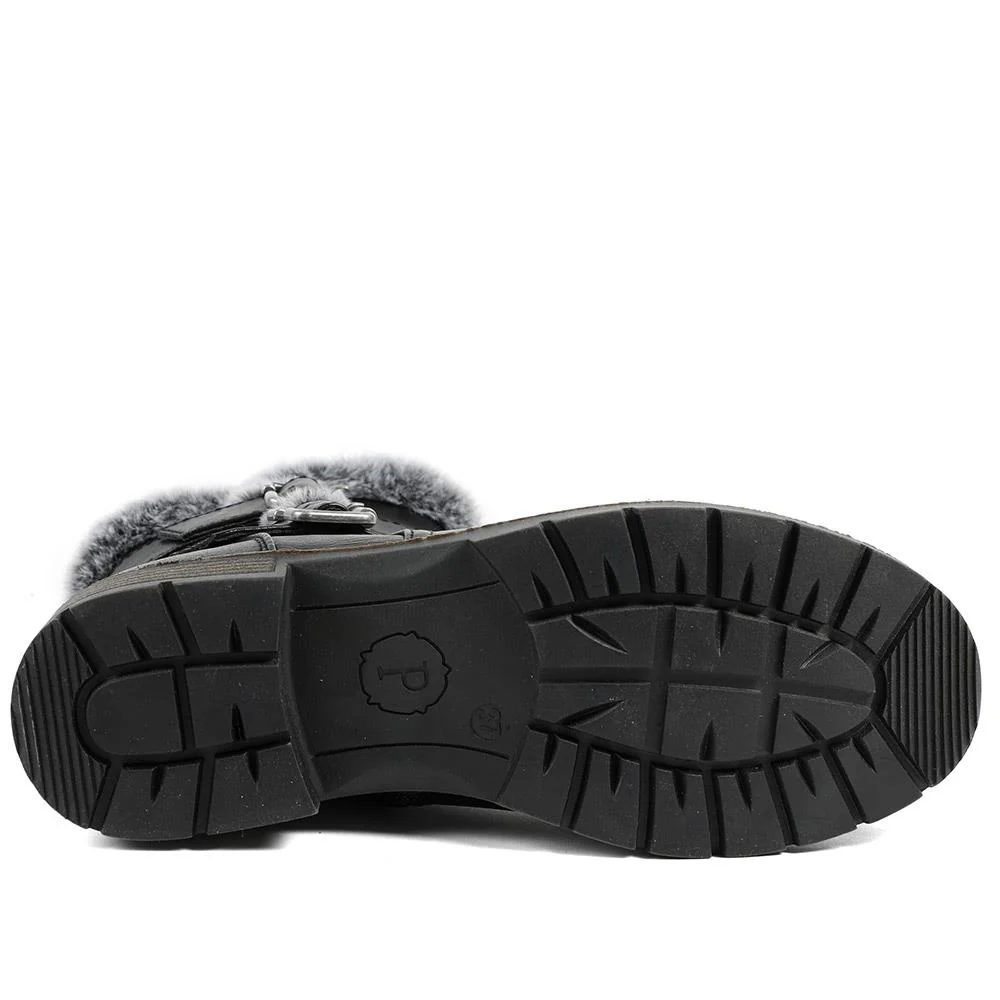 Warm Faux Fur Lined Ankle Boots - WBINS42080 / 328 416 - Black - Image 6