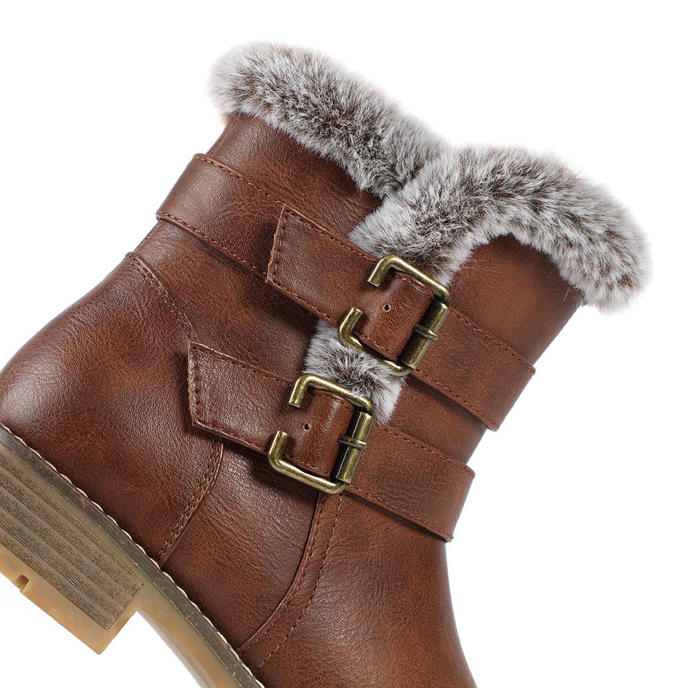 Warm Faux Fur Lined Ankle Boots - WBINS42080 / 328 416 - Brown - Image 5