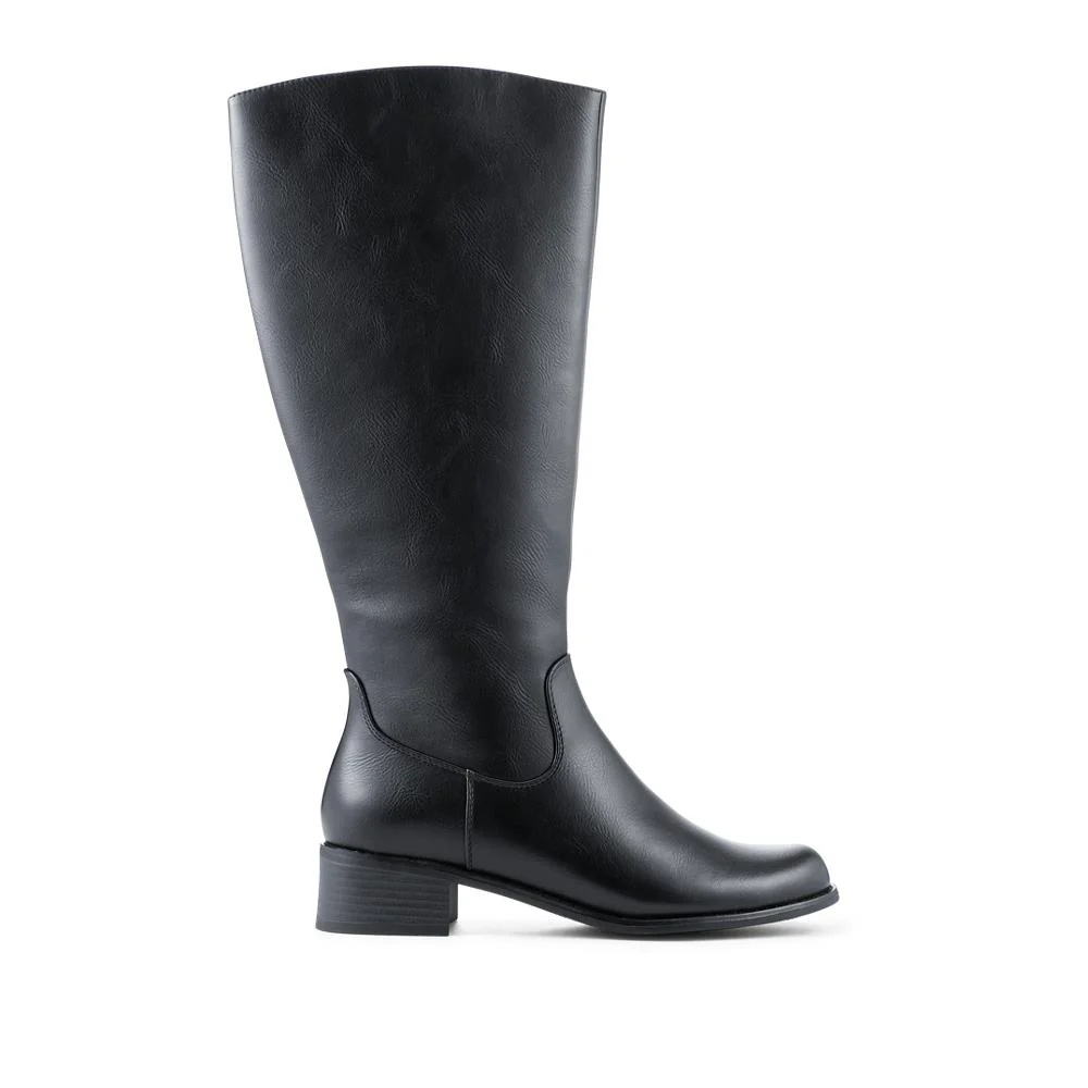 Warm Block Heel Long Boots - WK42028 / 328 360 - Black - Image 2