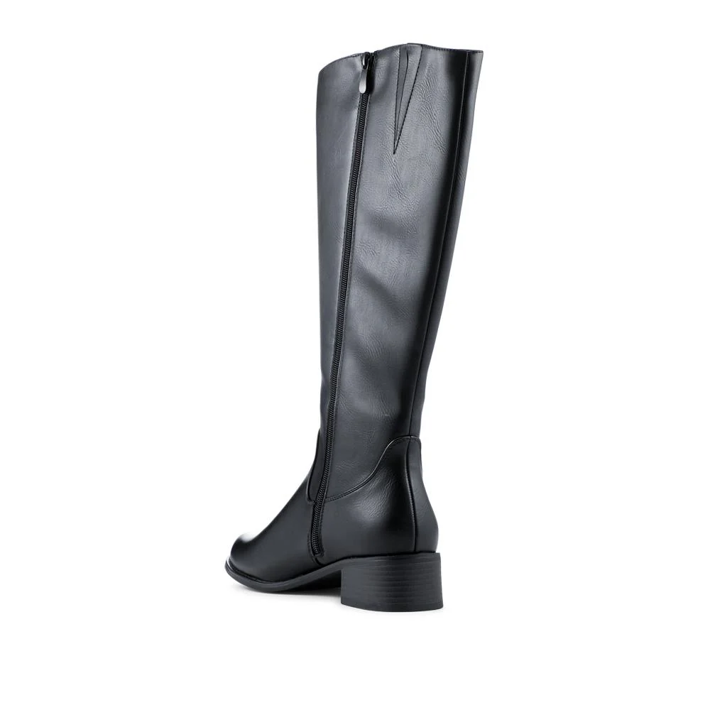 Warm Block Heel Long Boots - WK42028 / 328 360 - Black - Image 3